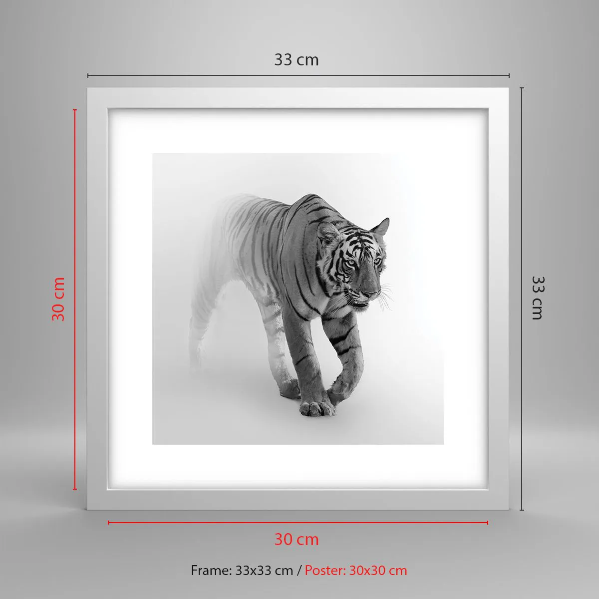 Poster in white frmae - Crouching in Fog - 30x30 cm