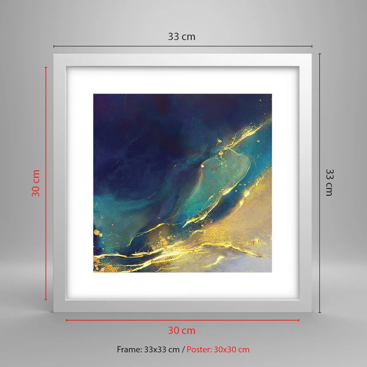 Pôster em moldura branca - Piscina dourada - 30x30 cm