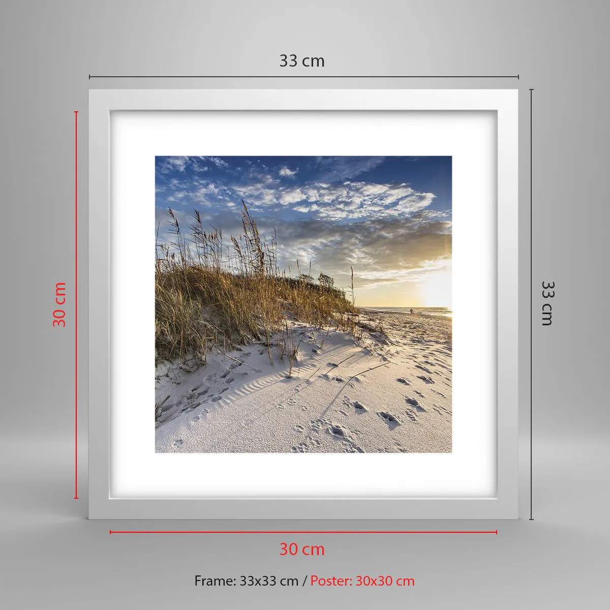 Poster in white frmae - Invitation to a Walk - 30x30 cm