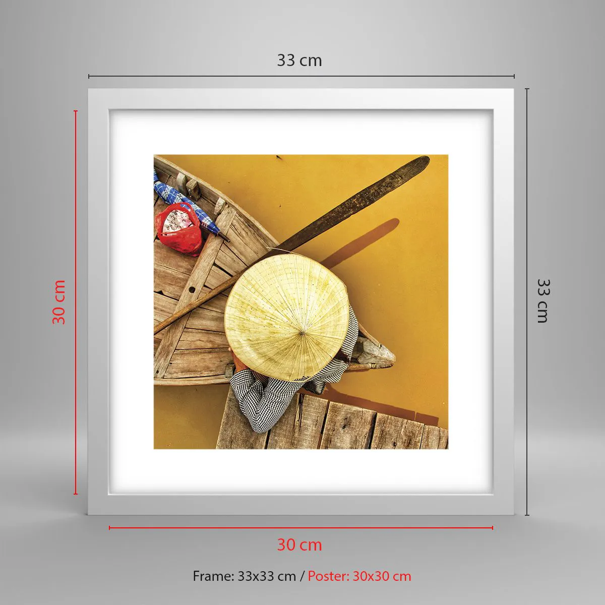 Poster in white frmae - Life on a Yellow River - 30x30 cm