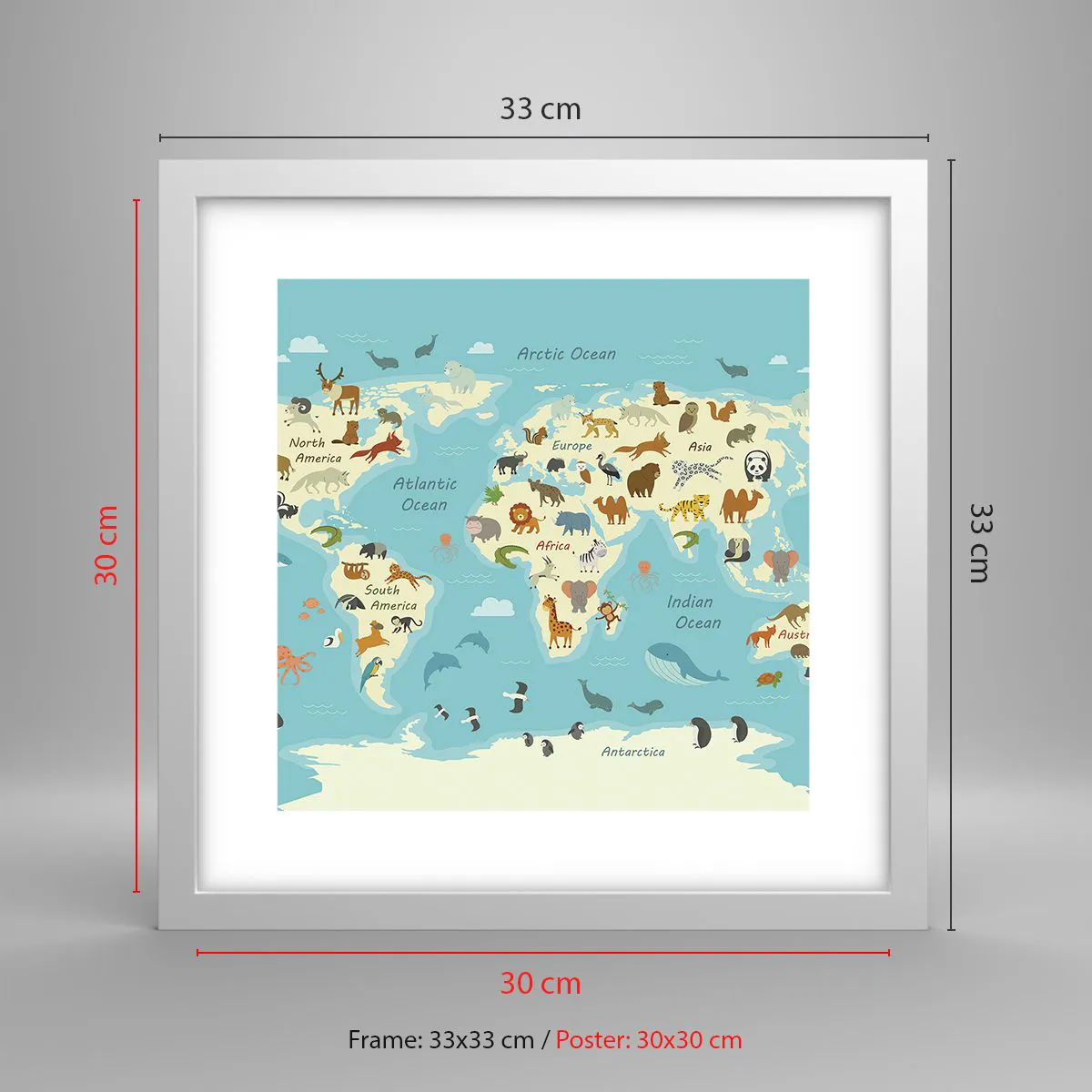 Poster în ramă albă - Vecini buni - 30x30 cm