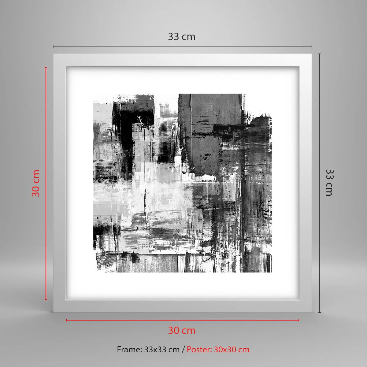 Poster in einem weißen Rahmen - Wunderschönes Grau - 30x30 cm