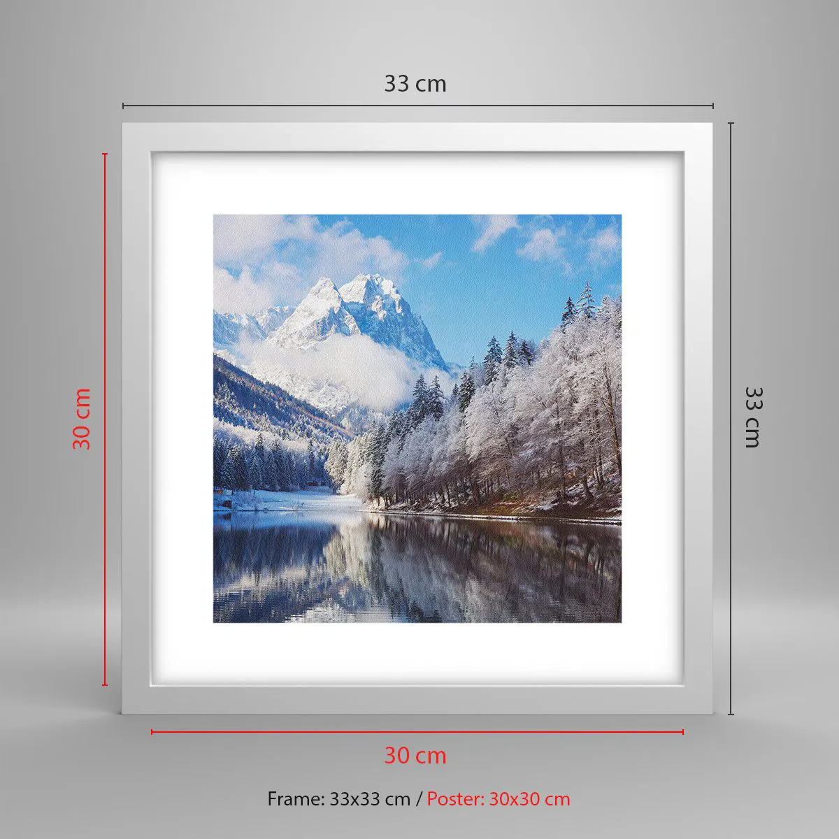 Plakát v bílém rámu - Sněhová stráž - 30x30 cm