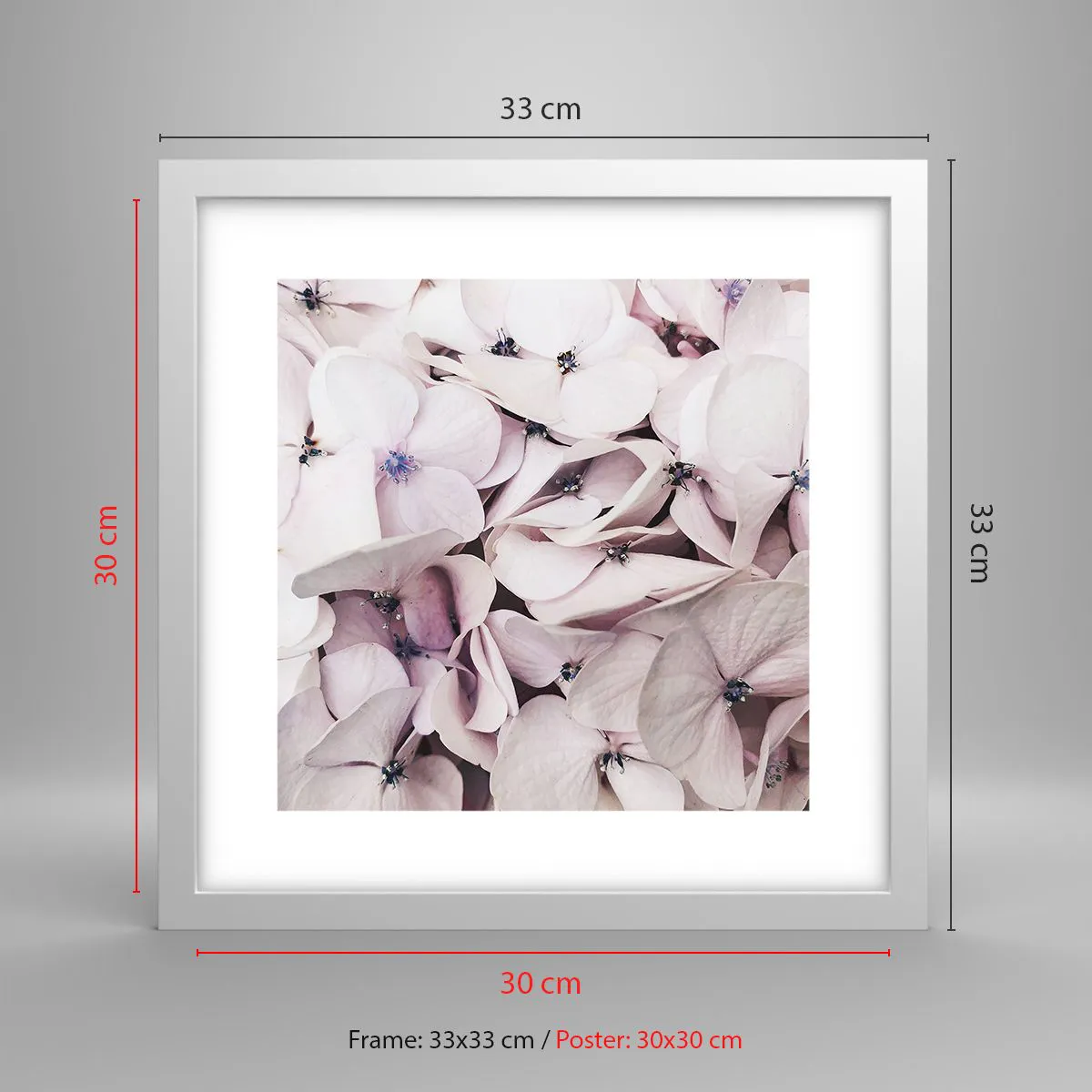 Affiche dans un cadre blanc - Poster - Dans un flot de fleurs - 30x30 cm