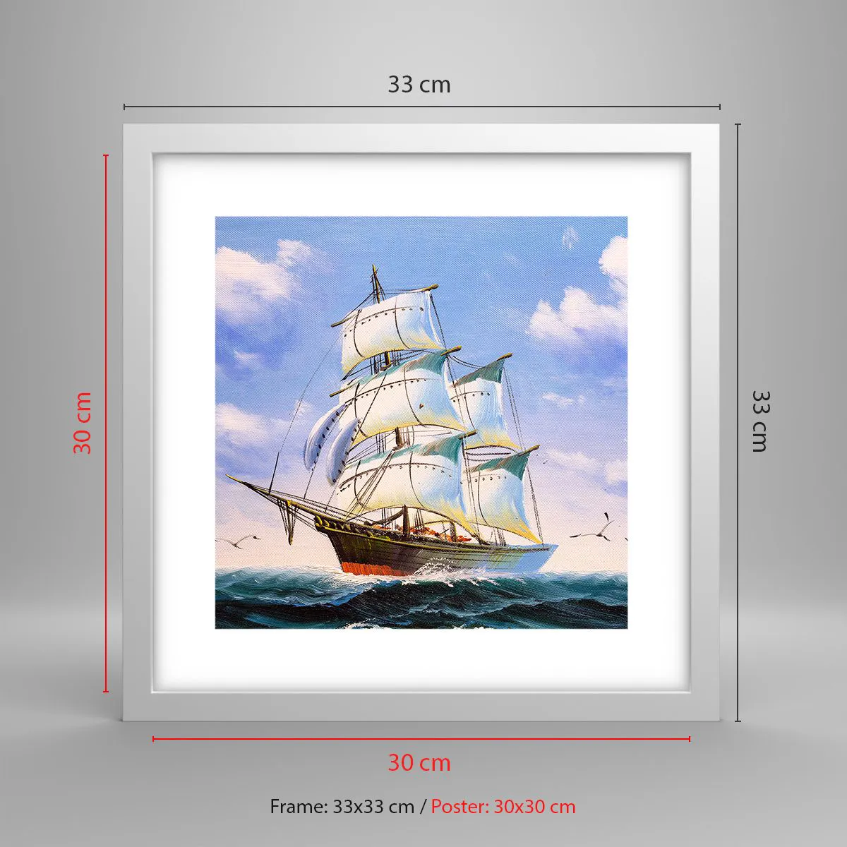 Affisch i vit ram - Stolt med vinden - 30x30 cm