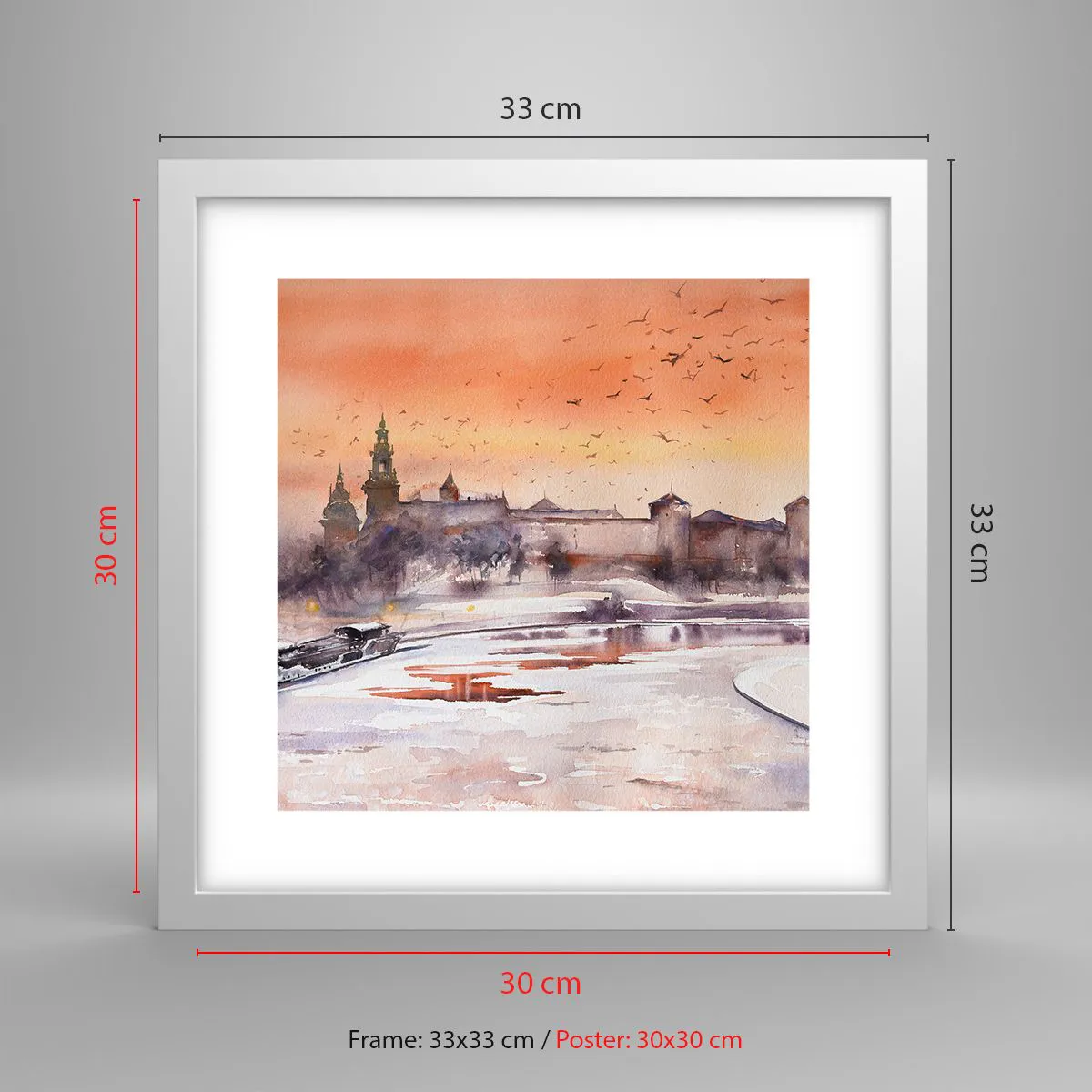 Poster in een witte lijst - Koninklijke zonsondergang - 30x30 cm