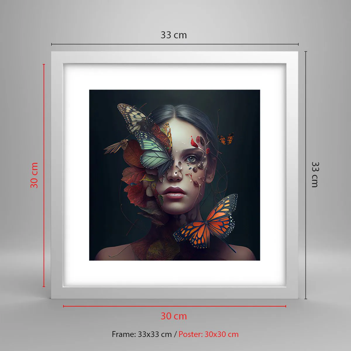 Poster in einem weißen Rahmen - Wunderbare Metamorphose - 30x30 cm