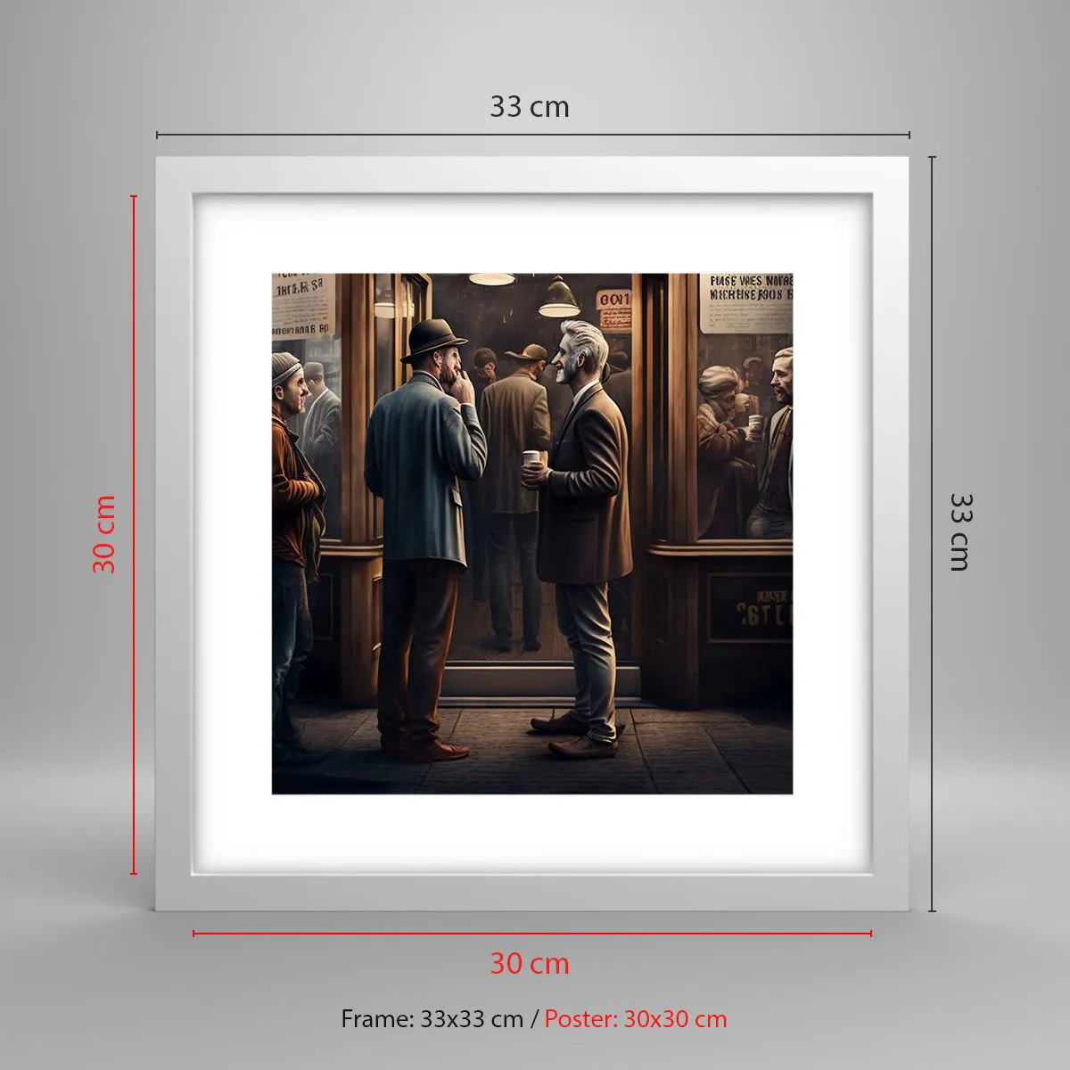 Póster en marco blanco - Un buen momento del día - 30x30 cm