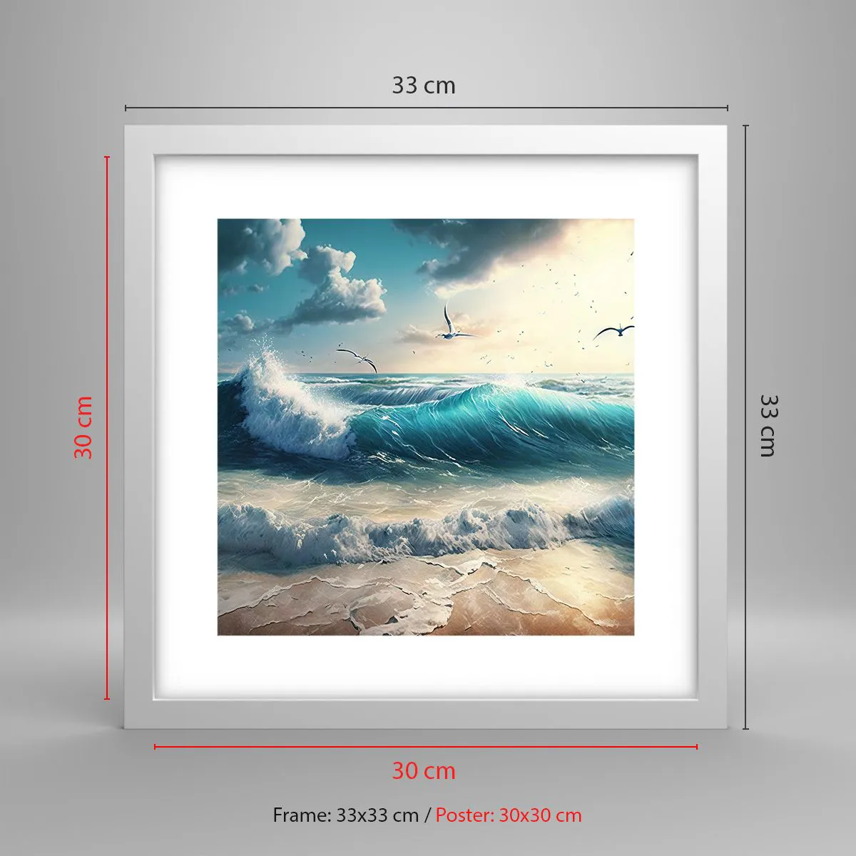 Plakat i hvid ramme - Støj kun for dig - 30x30 cm