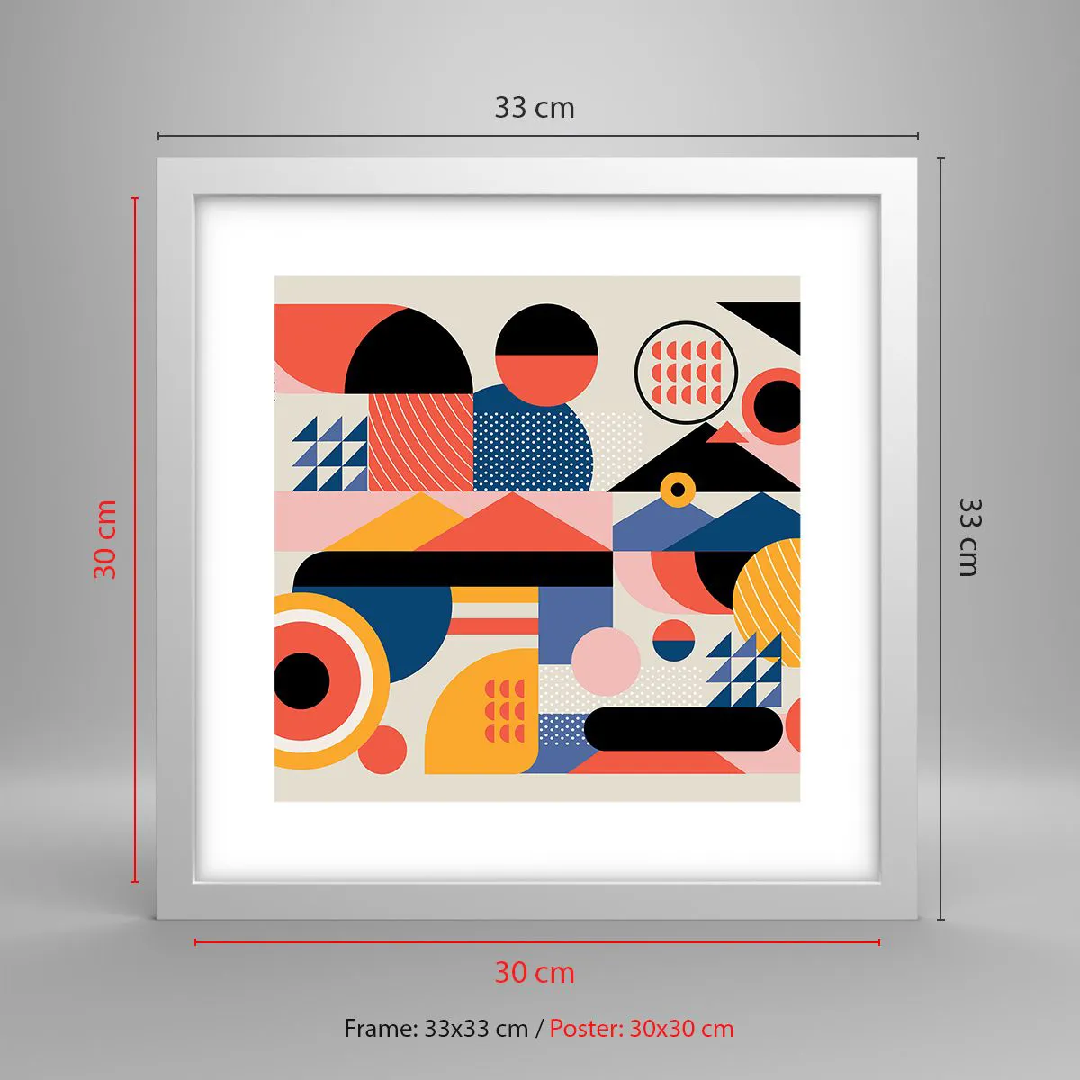 Plakát v bílém rámu - Kompozice: pojďme si hrát - 30x30 cm