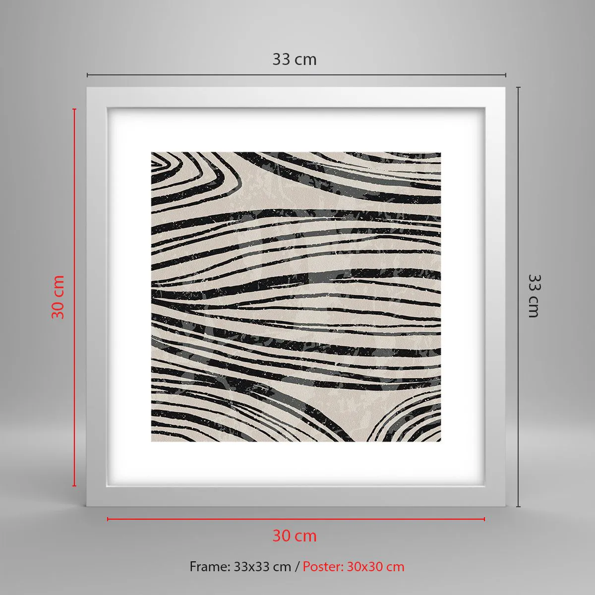 Plakat w białej ramie - Rozlewisko linii - 30x30 cm