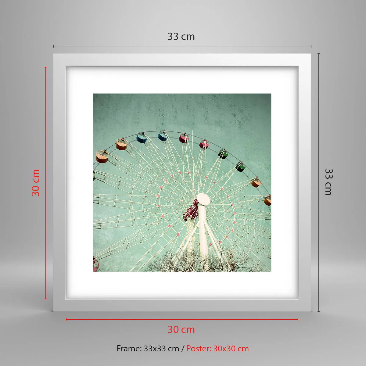 Poster in einem weißen Rahmen - Wir laden zum Spiel ein - 30x30 cm