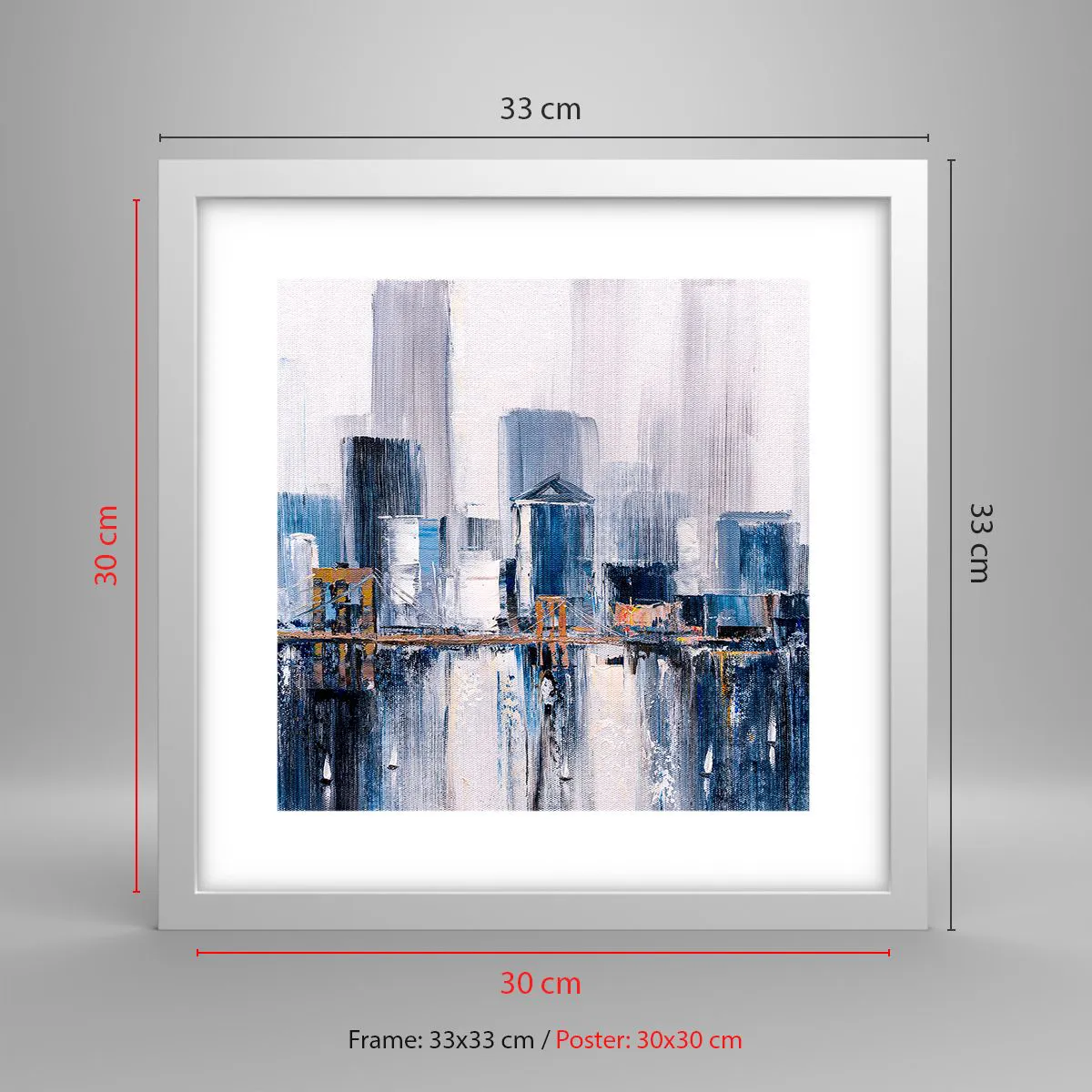Affiche dans un cadre blanc - Poster - Impression new-yorkaise - 30x30 cm
