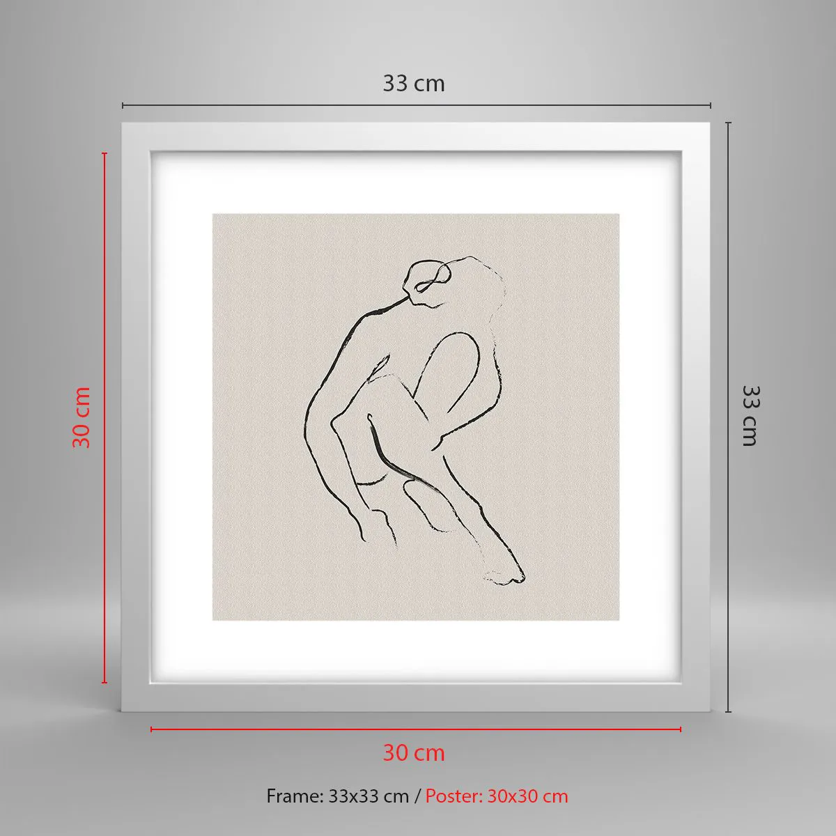 Poster in een witte lijst - Intieme schets - 30x30 cm