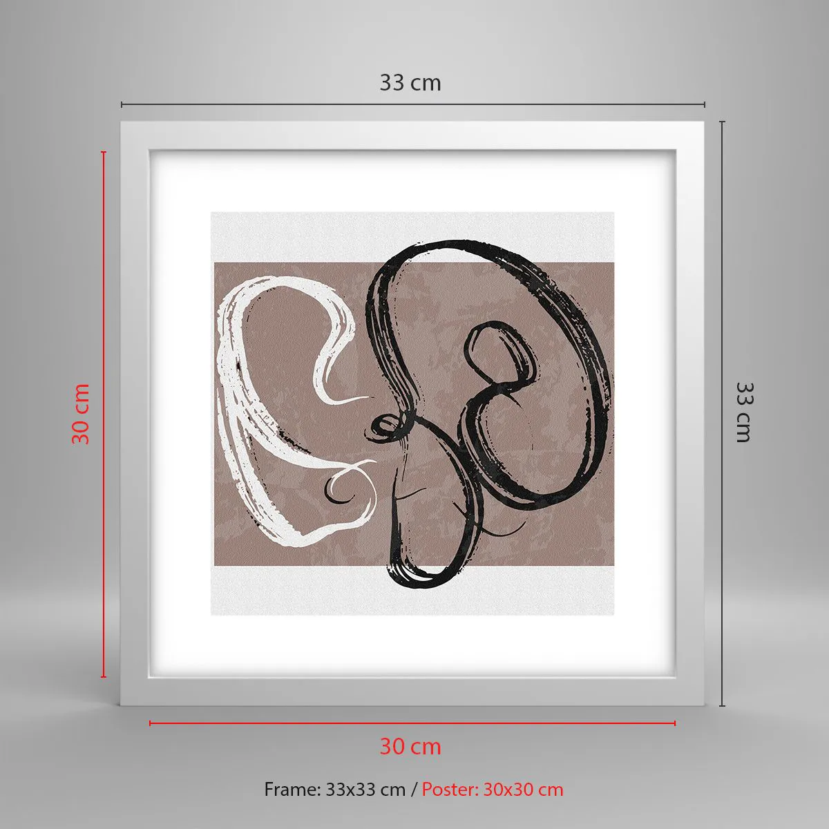 Poster în ramă albă - Compoziția - căutarea plenitudinii - 30x30 cm