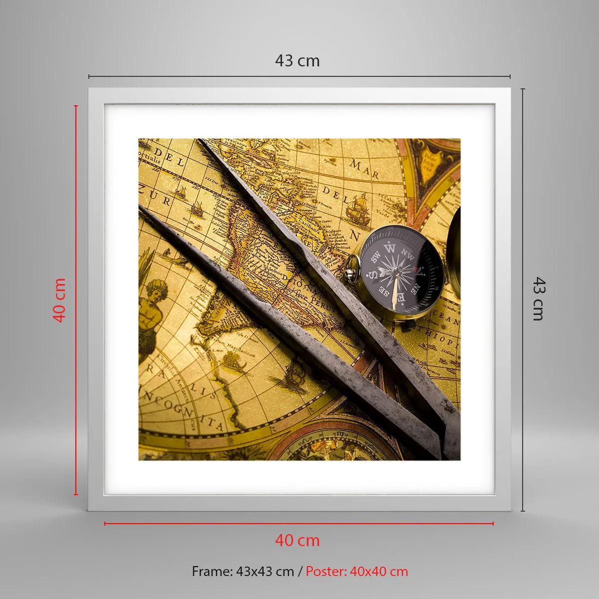 Plakat i hvid ramme - Hvor er skattene? - 40x40 cm