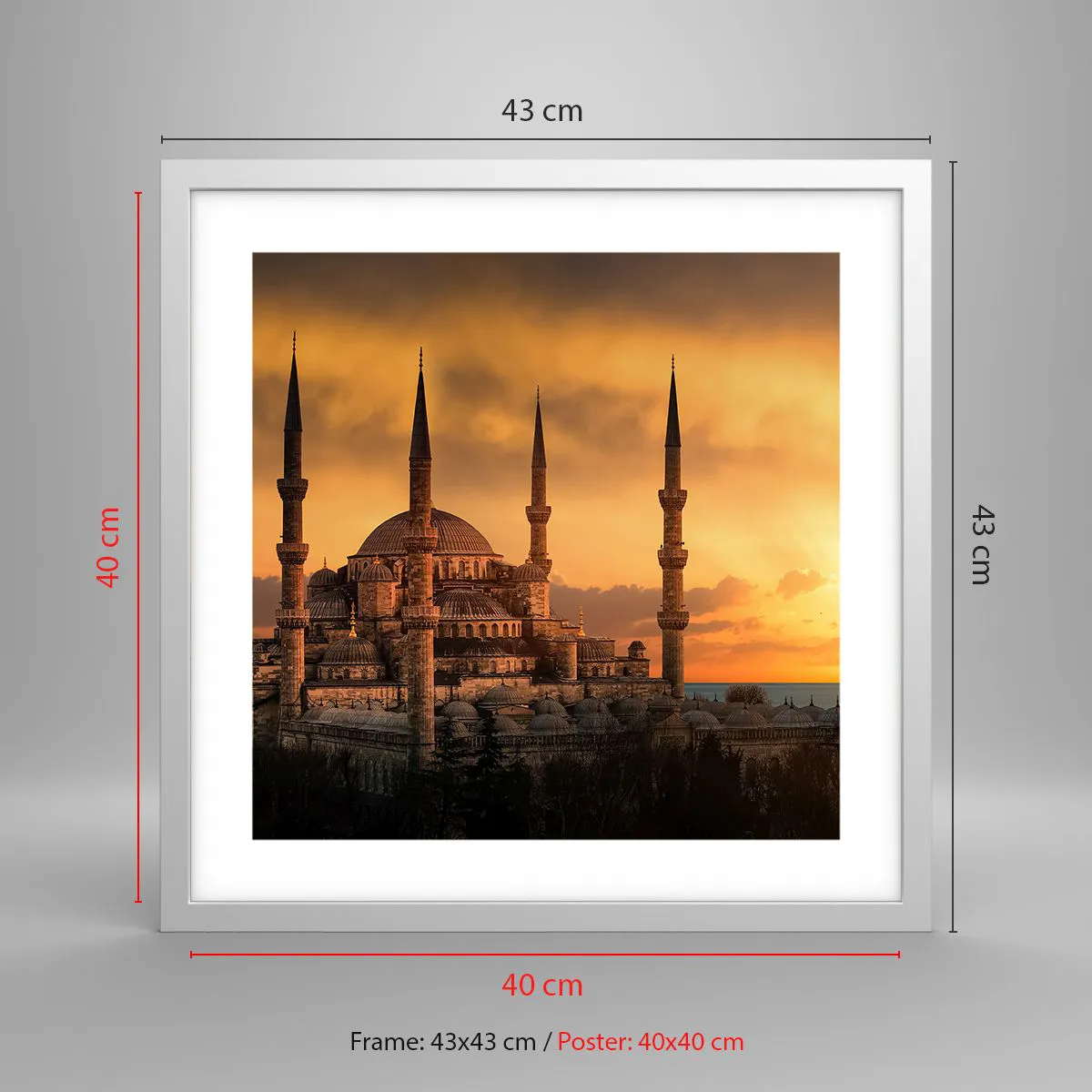 Affisch i vit ram - Gud är stor - 40x40 cm