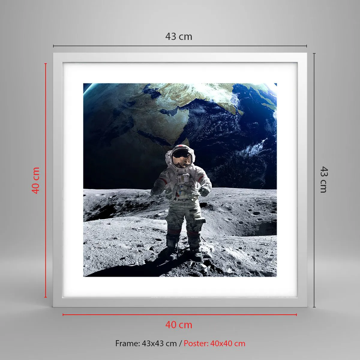 Plakát v bílém rámu - Pozdravy s Měsíce - 40x40 cm