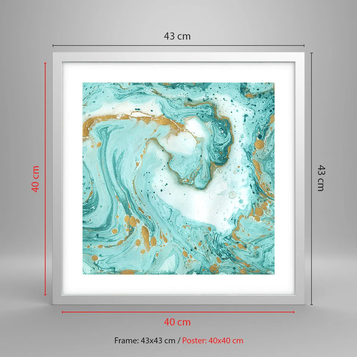 Poster in white frmae - Under the Great Wave of the Edo Period - 40x40 cm