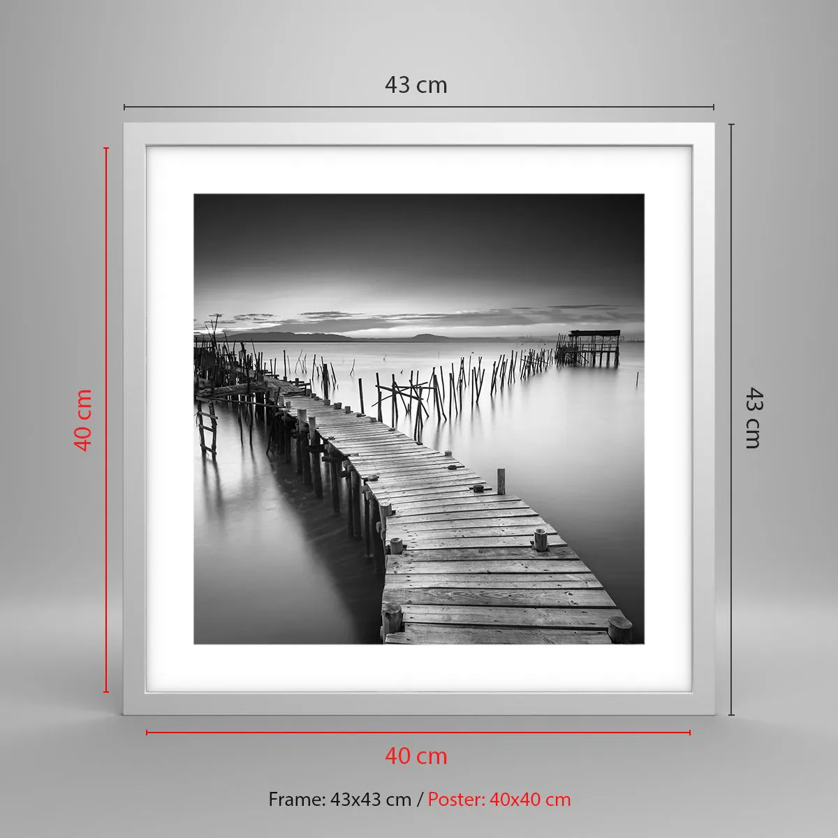 Affiche dans un cadre blanc - Poster - La paix d'un rivage oublié - 40x40 cm