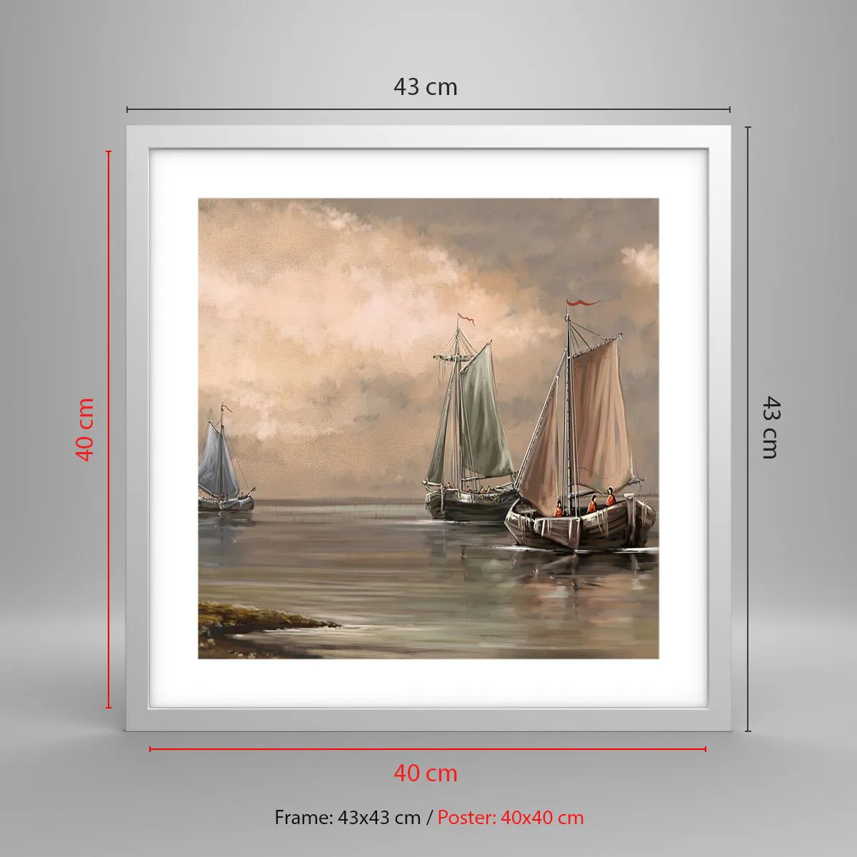 Affiche dans un cadre blanc - Poster - Le retour des marins - 40x40 cm