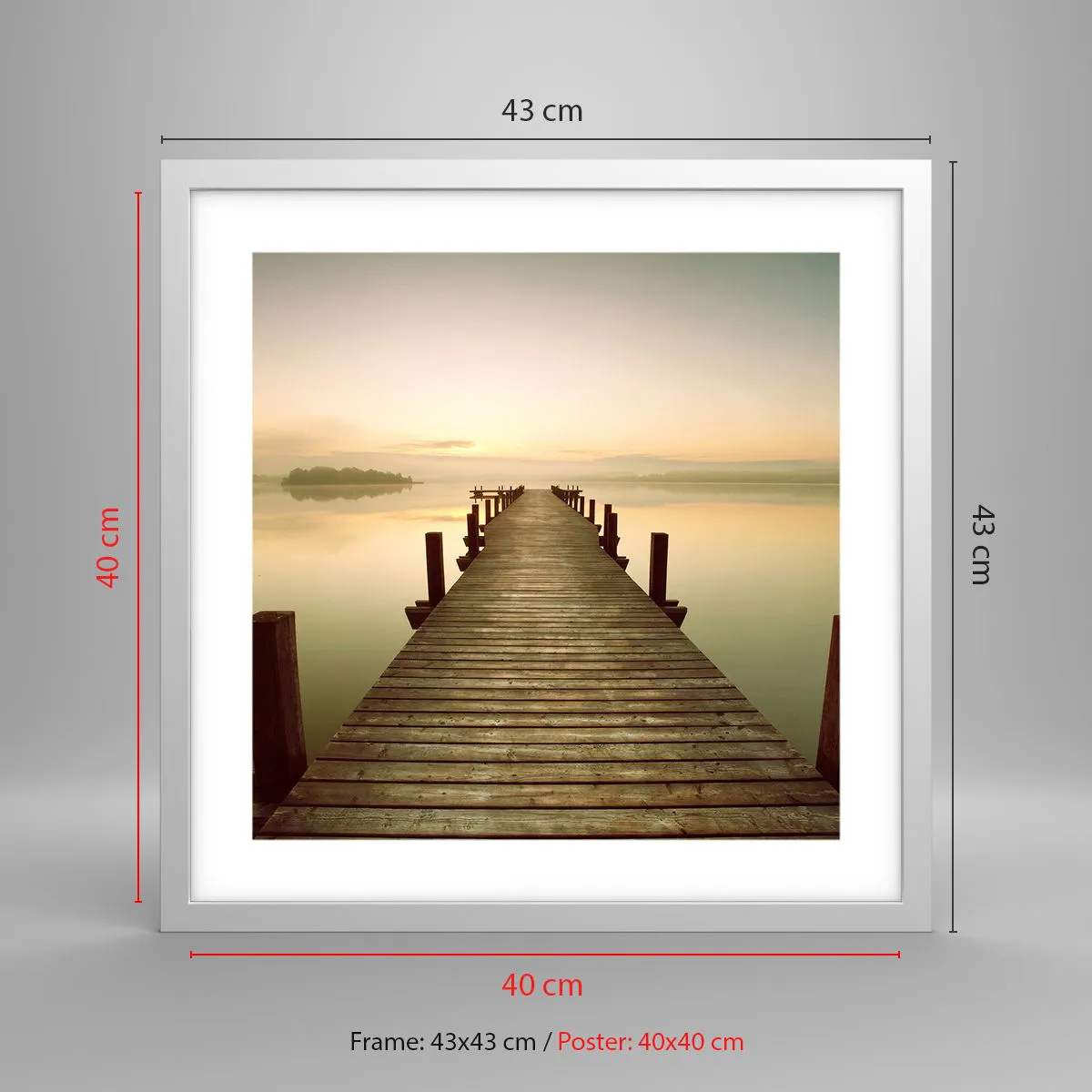 Poszter fekete keretben - Hajnal előtt, hajnal, fény - 40x40 cm