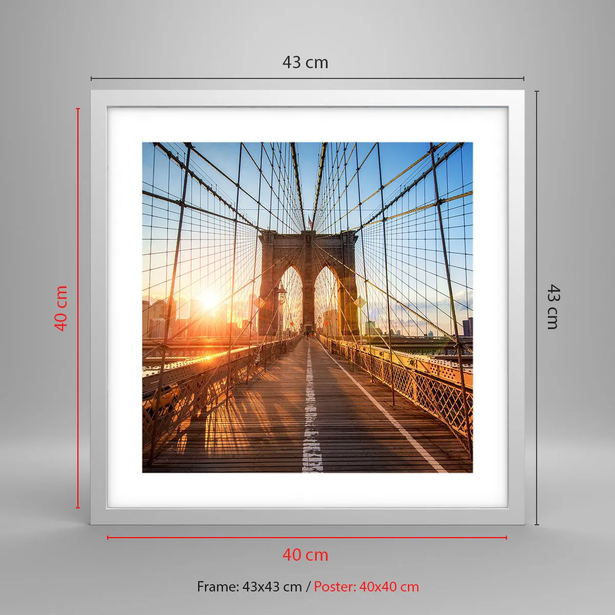 Poster in white frmae - On a Golden Bridge - 40x40 cm