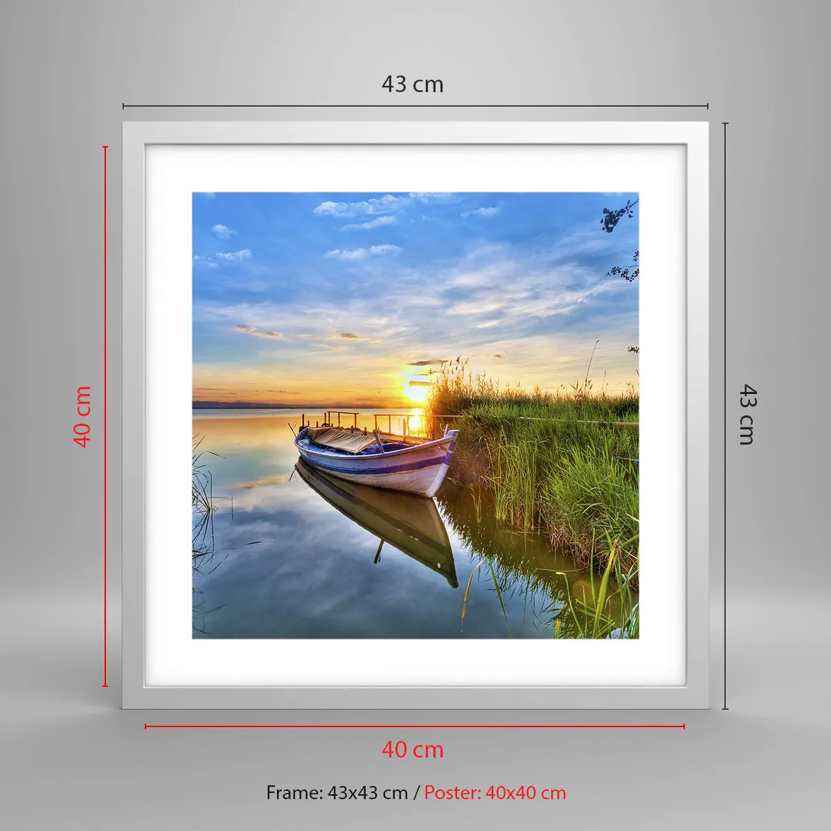 Affisch i vit ram - Uppfyllda drömmars vik - 40x40 cm