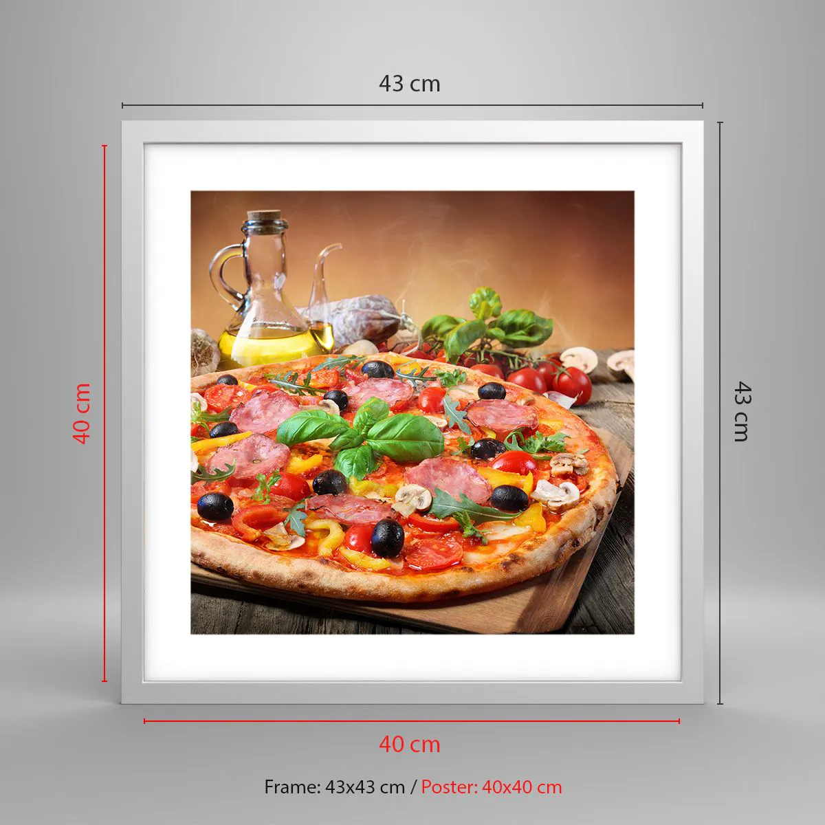 Poszter fekete keretben - Igazi olasz ízzel - 40x40 cm
