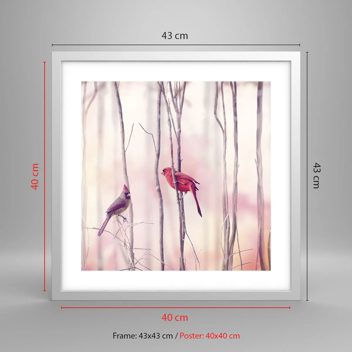 Affiche dans un cadre blanc - Poster - Conte de la forêt rose - 40x40 cm