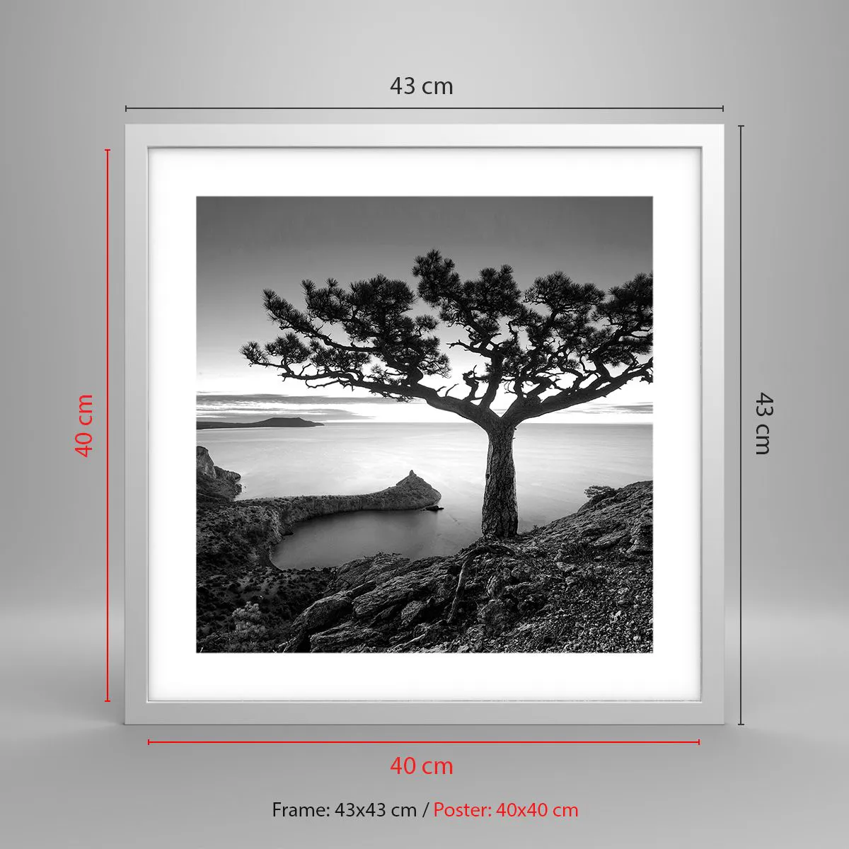 Poszter fekete keretben - Béke a horizontig - 40x40 cm