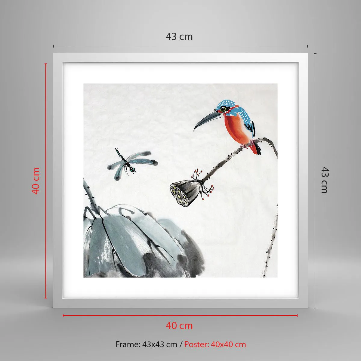 Plagát v bielom ráme - Život lúky - 40x40 cm