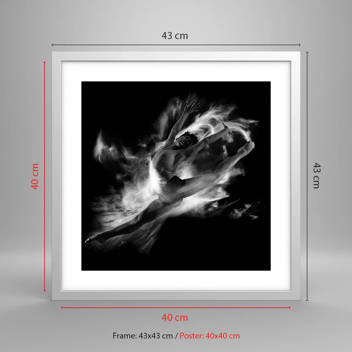 Poster in einem weißen Rahmen - Im Flug hängen geblieben - 40x40 cm