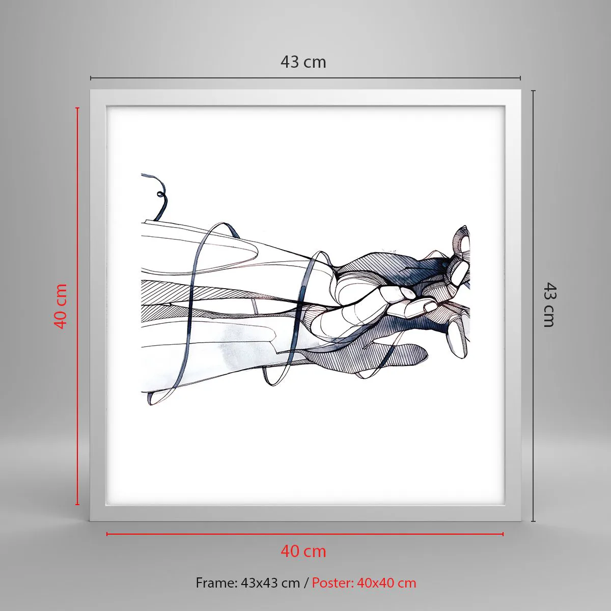 Poster in einem weißen Rahmen - Touch-Studie - 40x40 cm