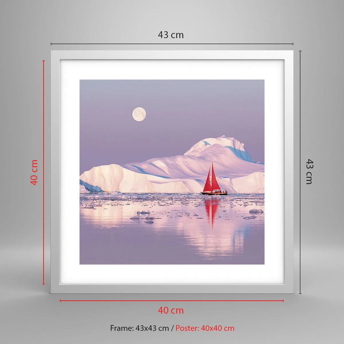 Poster in einem weißen Rahmen - Die Hitze des Segels, die Kälte des Eises - 40x40 cm