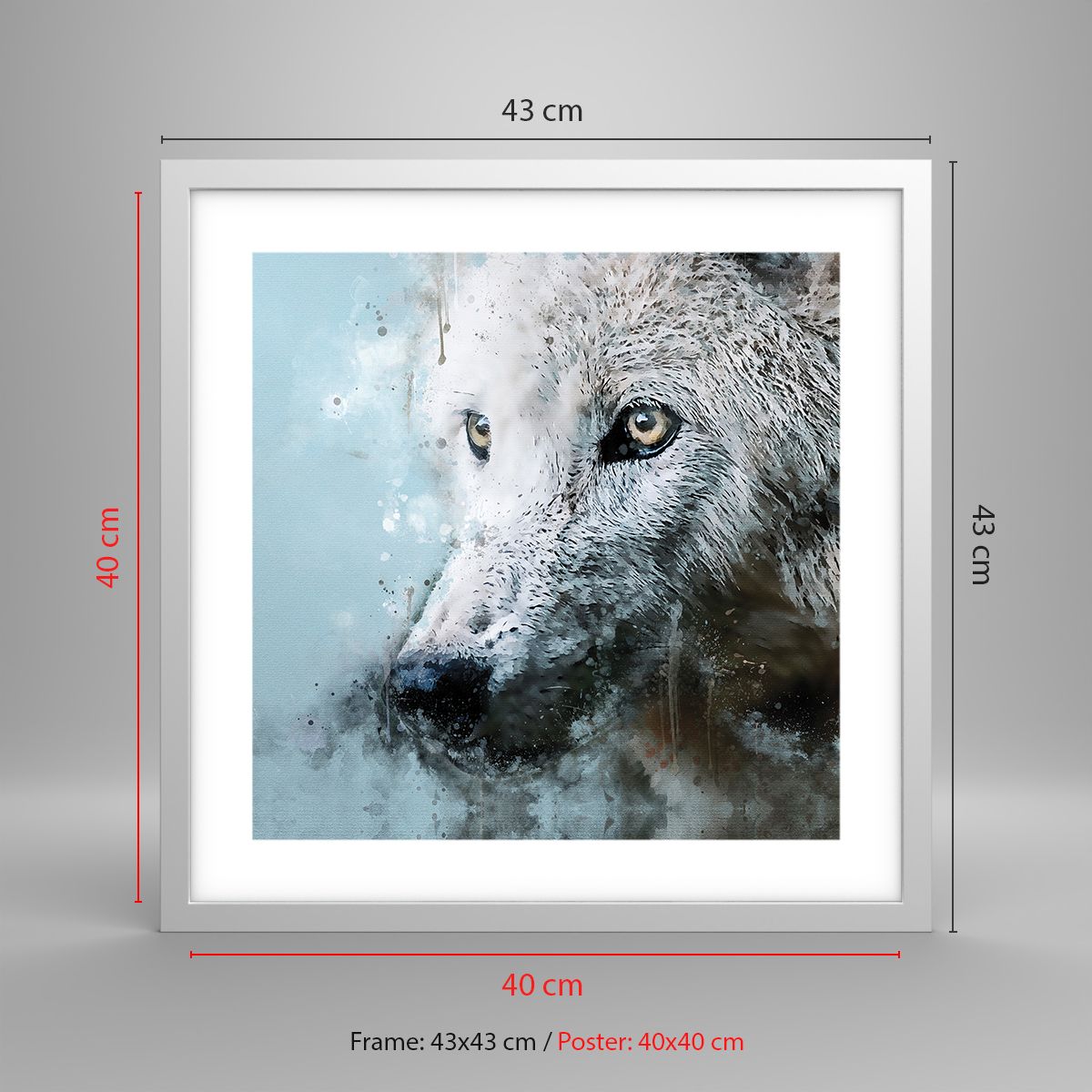 Poster - Wolf - Quadro Cornice Arte Stampa Grafica Animali Lupo Bianco Nero