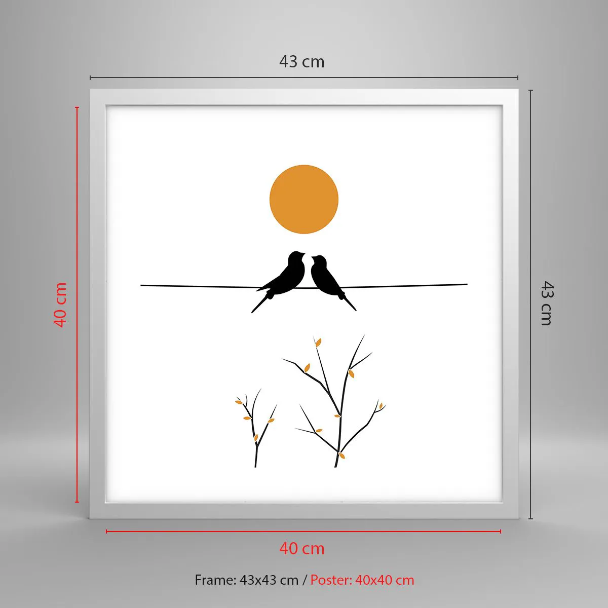 Affiche dans un cadre blanc - Poster - Soirée pour rossignols - 40x40 cm