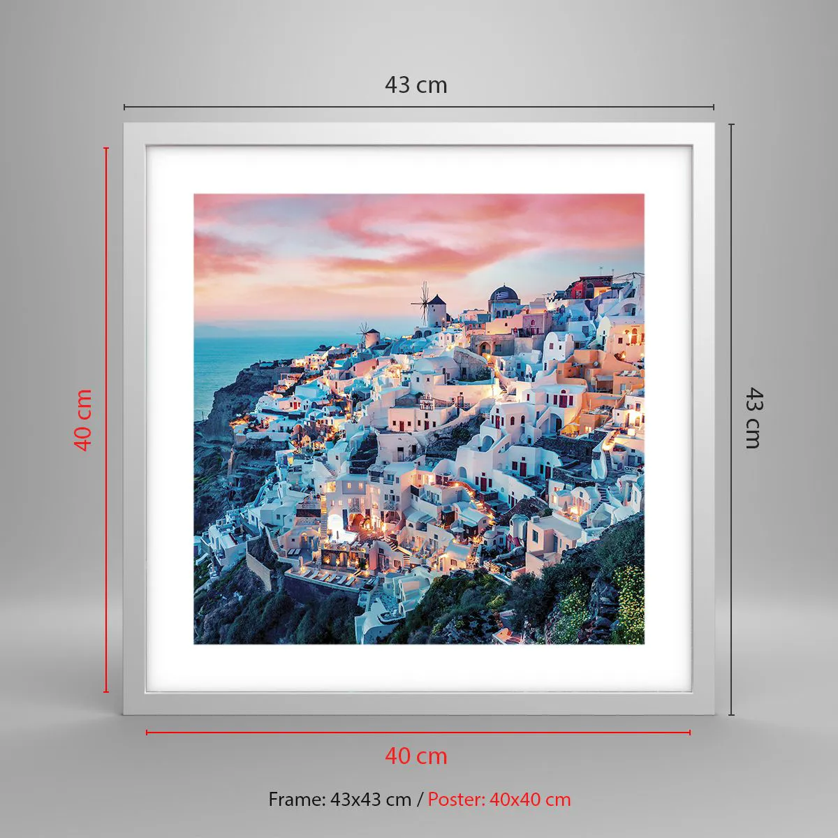 Poster în ramă albă - Vacanța ta grecească - 40x40 cm