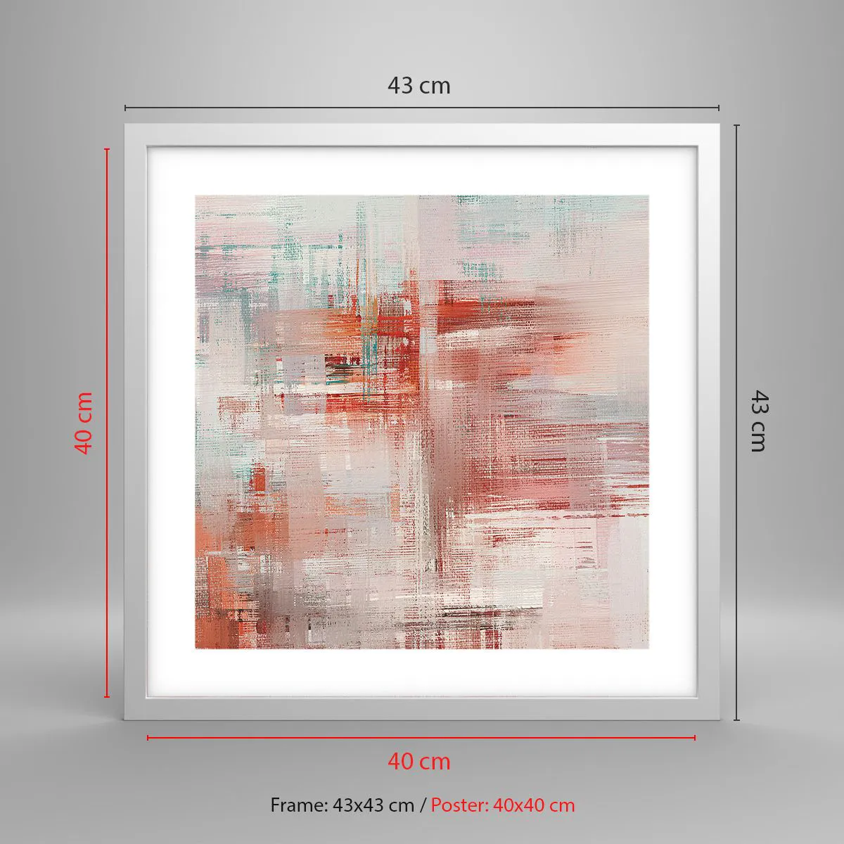 Poster în ramă albă - În ceață. Dar roz - 40x40 cm