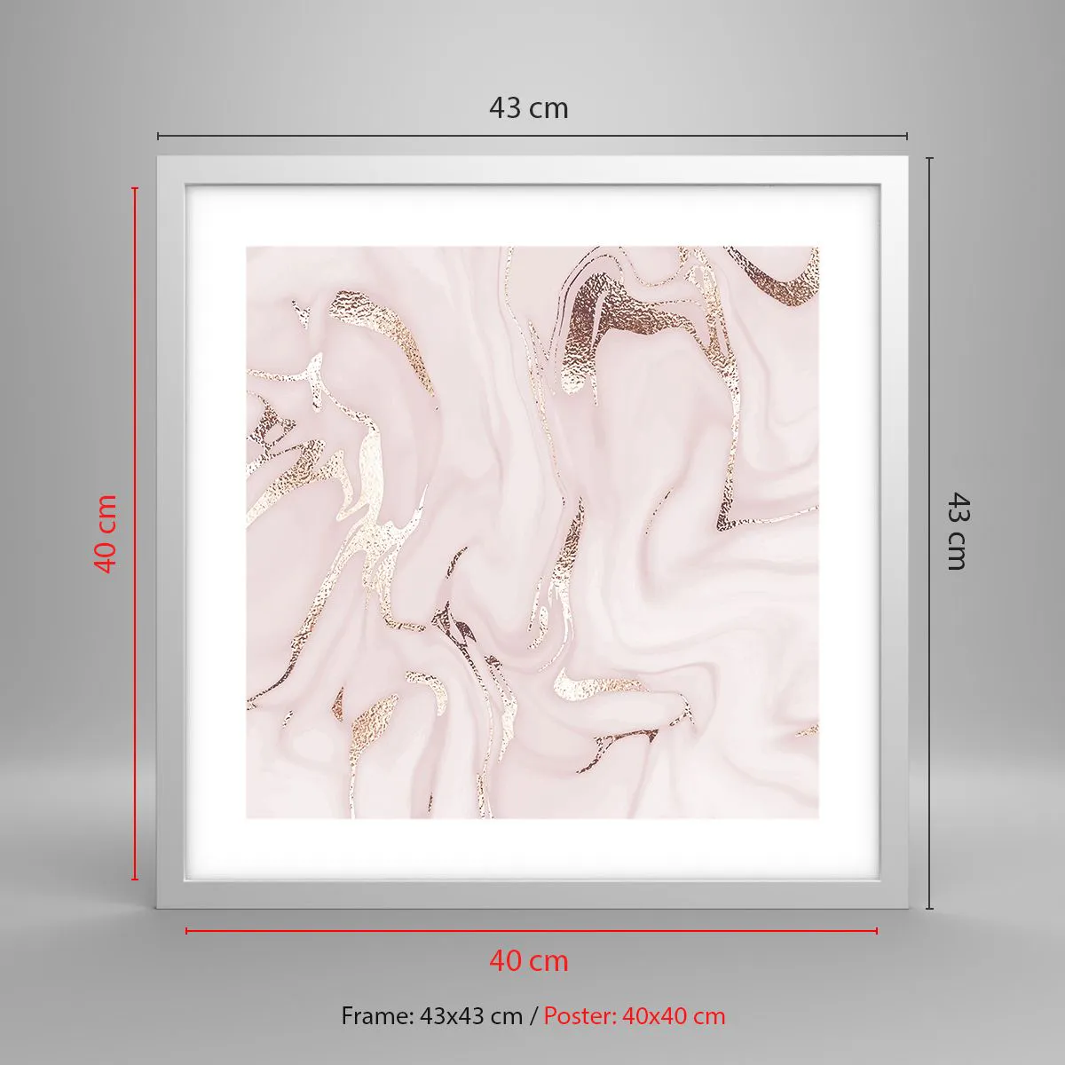 Póster en marco blanco - En rosa - 40x40 cm