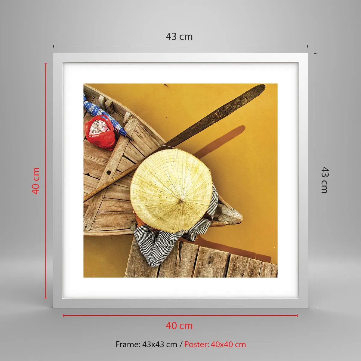 Affiche dans un cadre blanc - Poster - La vie sur le fleuve Jaune - 40x40 cm