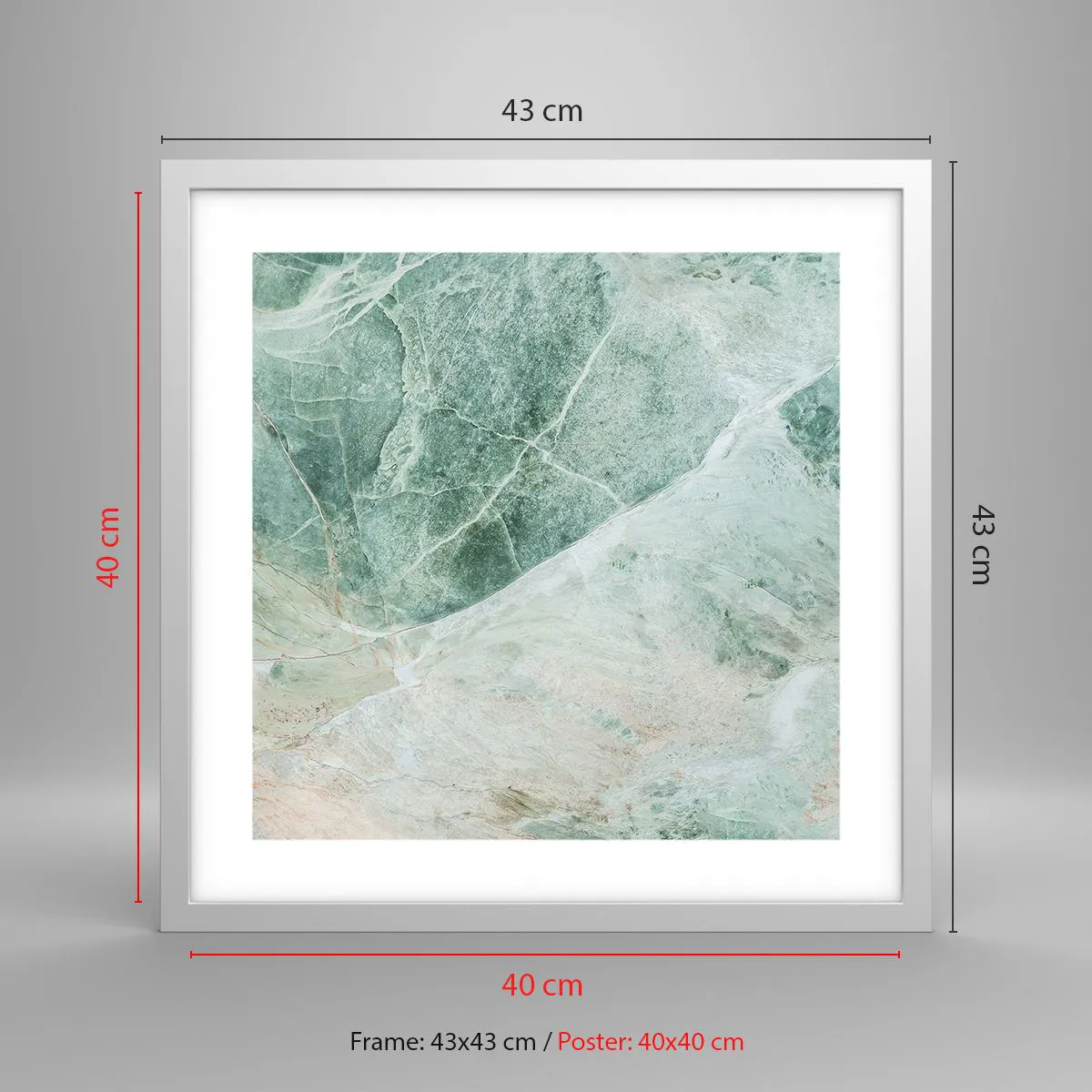 Poster in einem weißen Rahmen - Edle Kälte des Steins - 40x40 cm