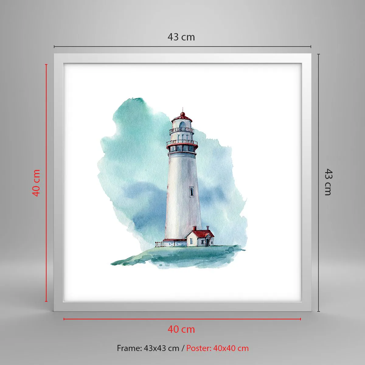 Affisch i vit ram - Milda syster av det blåa - 40x40 cm