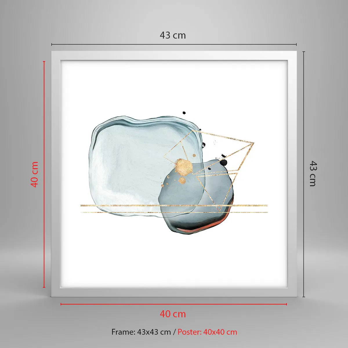 Plakat i hvid ramme - En undersøgelse af dråber - 40x40 cm
