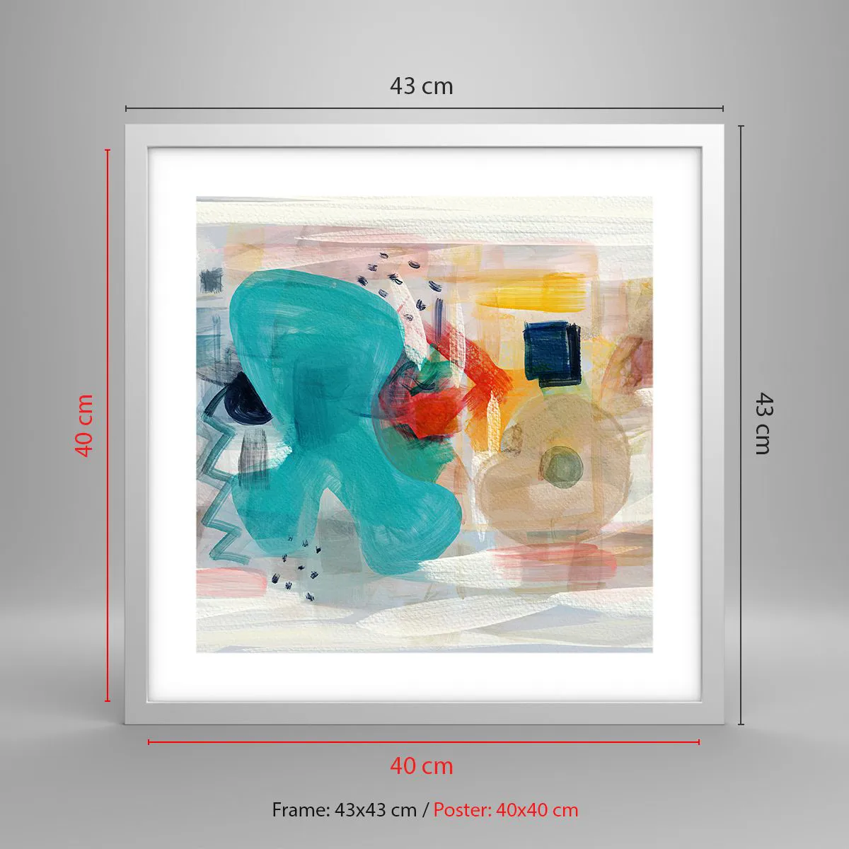 Poster in cornice bianca - Il gioco dei colori - 40x40 cm