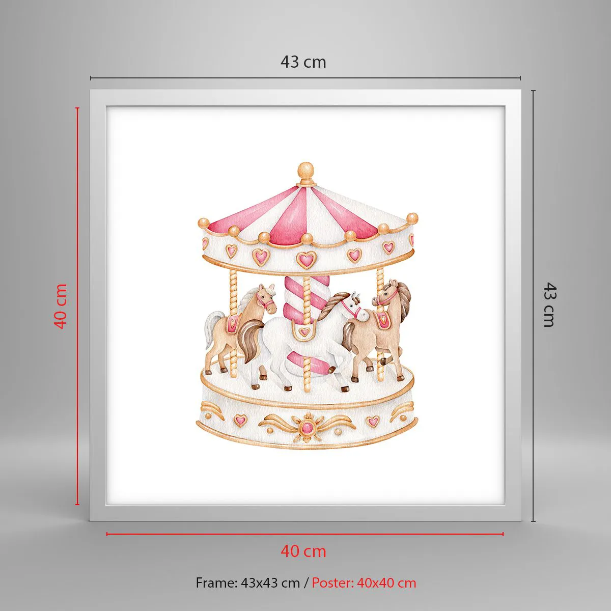 Poster în ramă albă - Lumea dulce a copilăriei - 40x40 cm