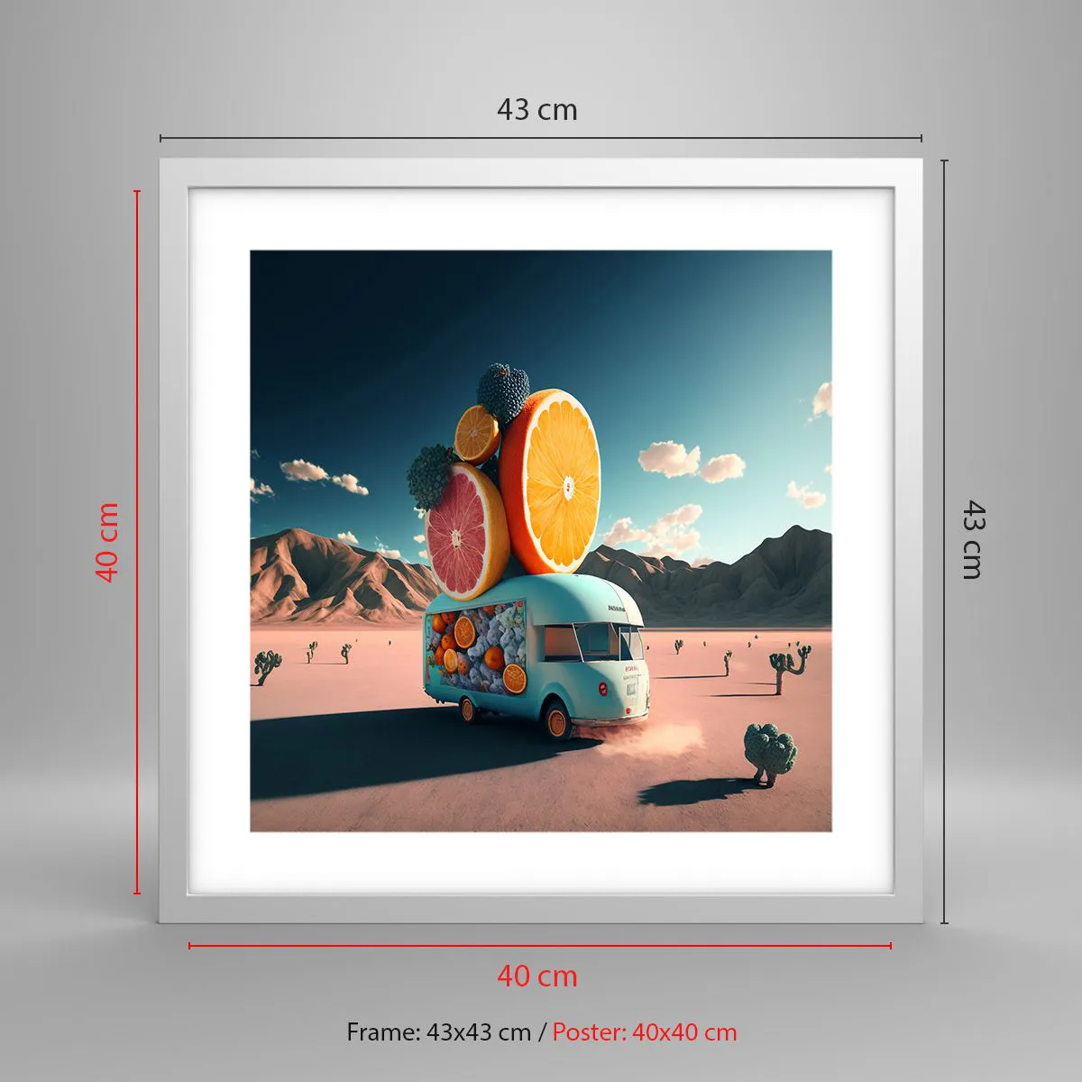 Affisch i vit ram - En smak av semester - 40x40 cm