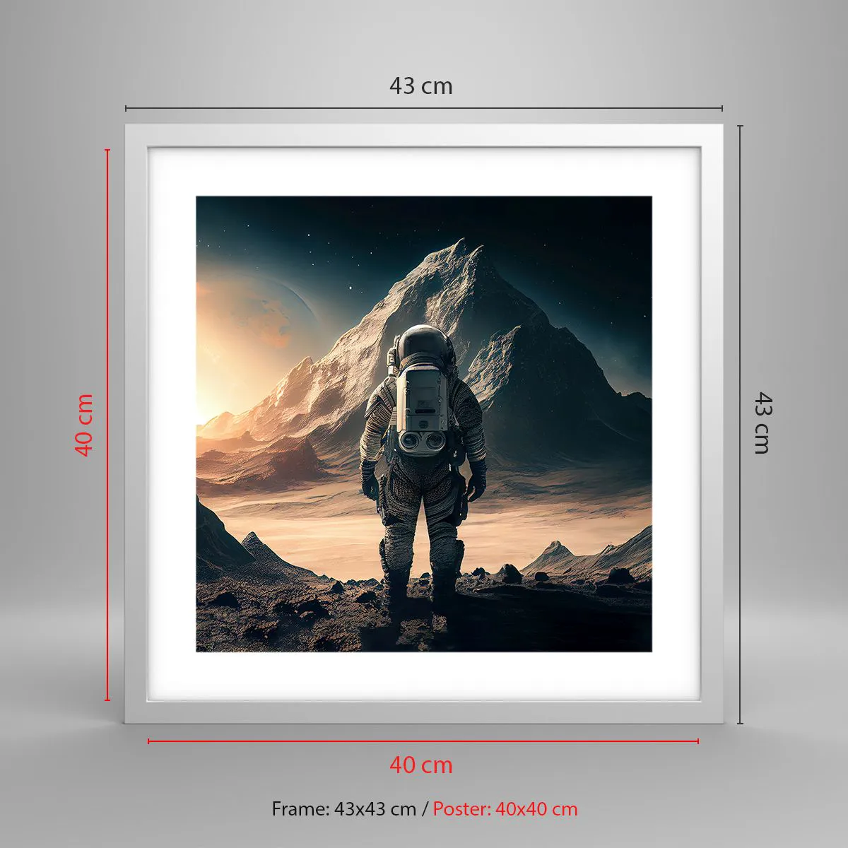 Affiche dans un cadre blanc - Poster - Nouveau défi - 40x40 cm