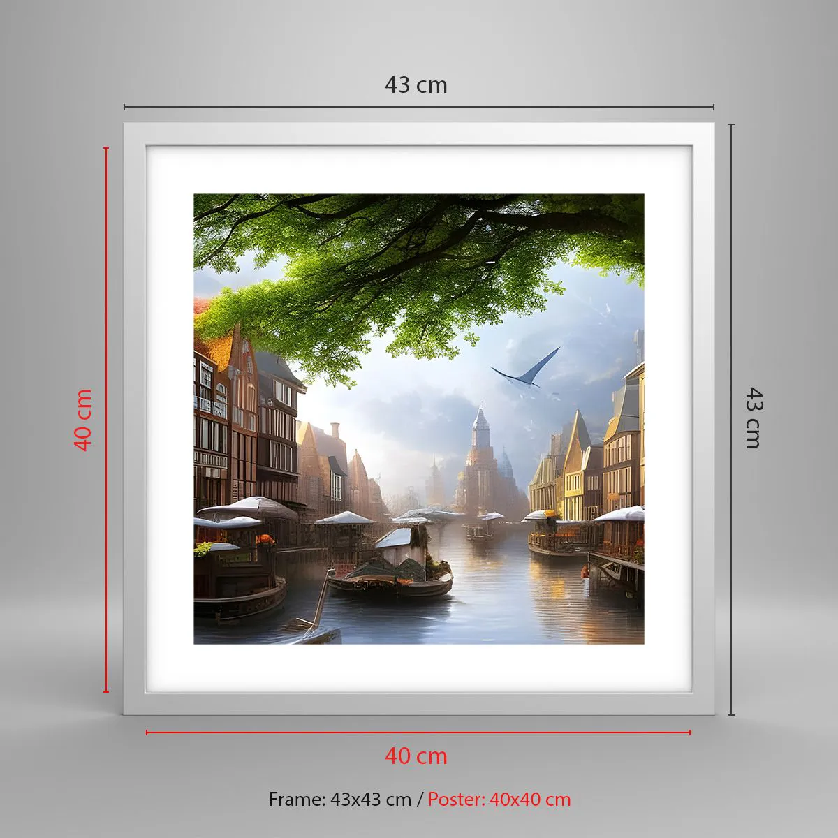 Poster in white frmae - Dutch Urban Landscape - 40x40 cm