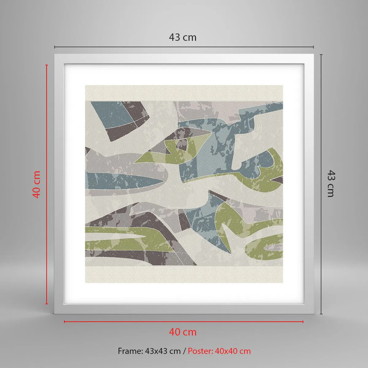 Affisch i vit ram - Komposition bakom glas - 40x40 cm